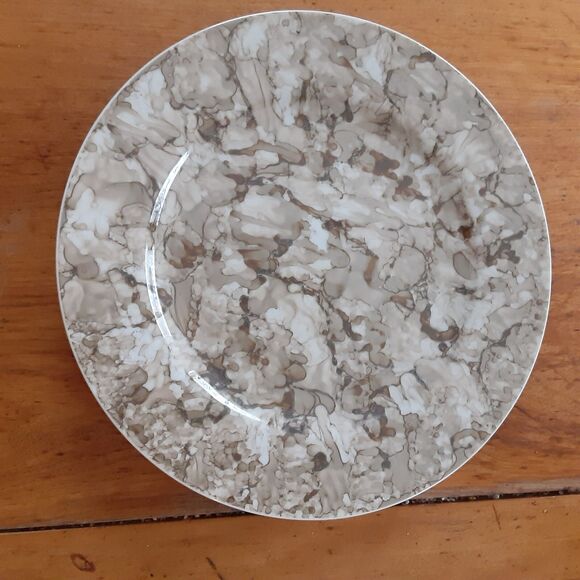 Georges Briard Marble Ware Brown 2 dinner plates 10 1/4" Mid-Century Modern - Picture 3 of 4